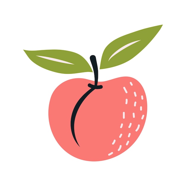 Peach in the style of nursery art Hand drawn abstract fruit in boho style