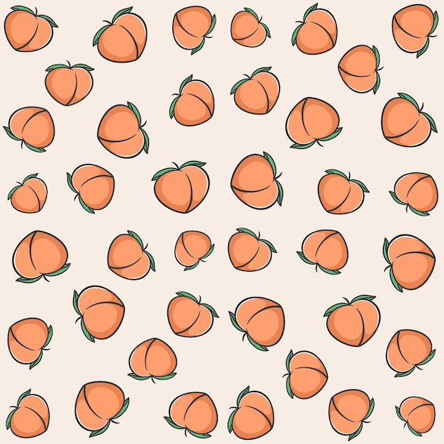 Peaches fruit vector seamless pattern,fresh fruit illustration background