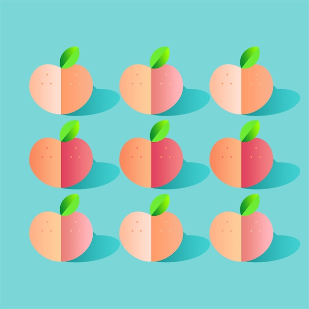 Peaches illustration in origami style