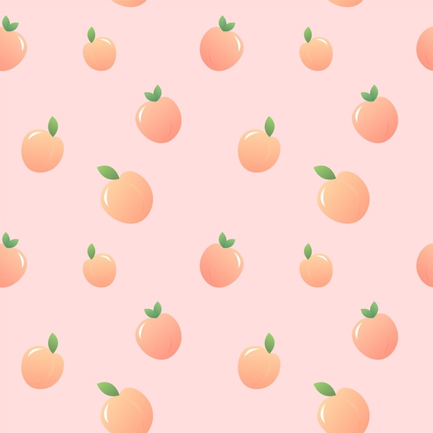 Vector peaches seamless pattern isolate on pink background