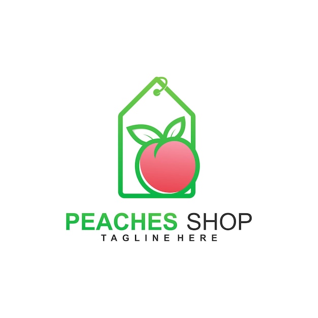 peaches shop logo templete