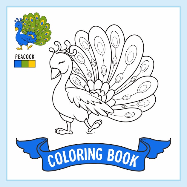 Libro da colorare animali pavone