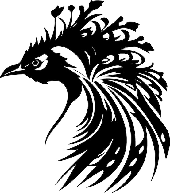 Peacock Black and White Vector illustration