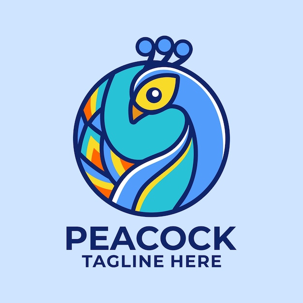 Peacock in a circle logo design