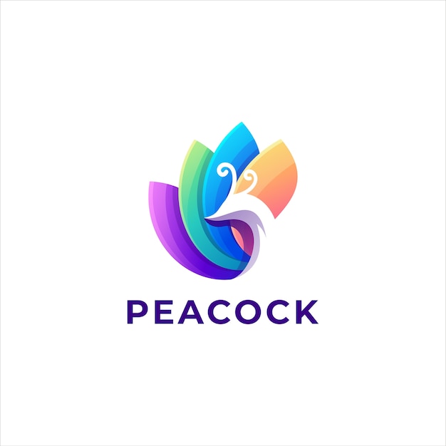 Peacock color gradient logo design