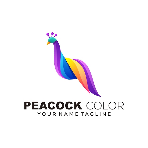 Illustrazione della mascotte logo colorato pavone