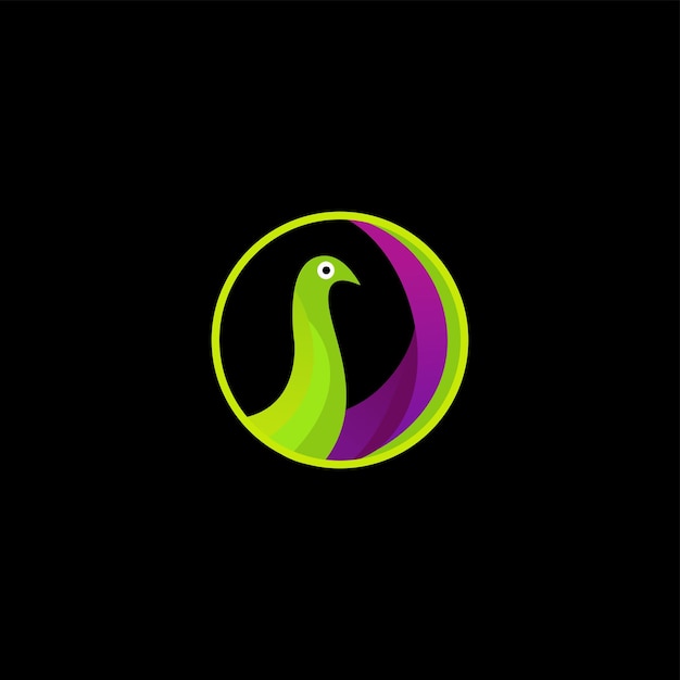 Павлин элегантный зеленый цвет значок логотипа дизайн шаблона плоский вектор иллюстрации