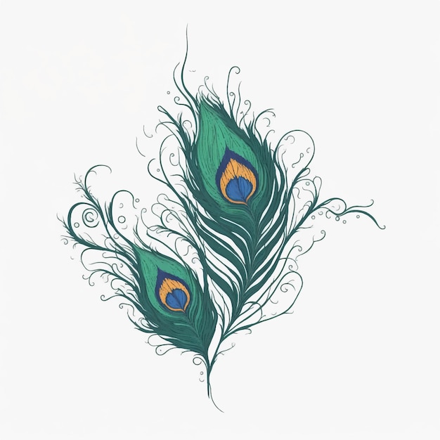 Peacock feathers on a white background Vector Illustration