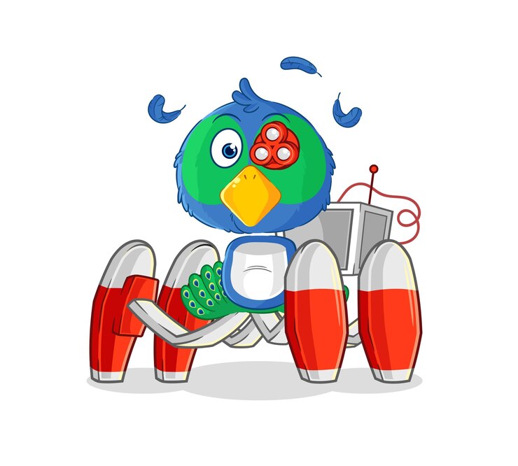 Vector peacock future robot vector cartoon character