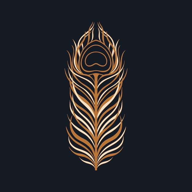 Vector peacock golden feather single vintage style set art deco nouveau 19201930 design