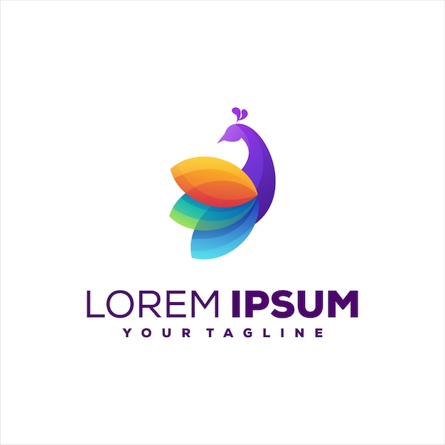 Design del logo a colori sfumati di pavone