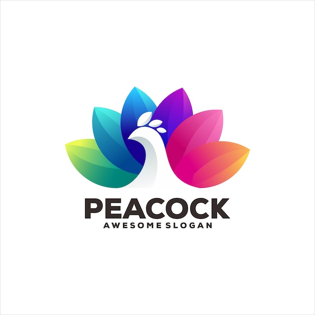 Vector peacock gradiënt kleurrijk logo modern abstract