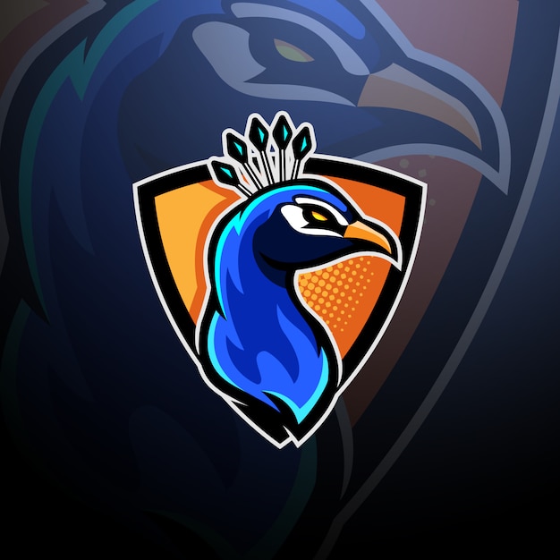 Vector peacock head logo esport