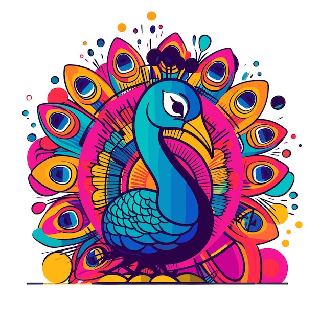 peacock labor day Cartoon Vector illustration