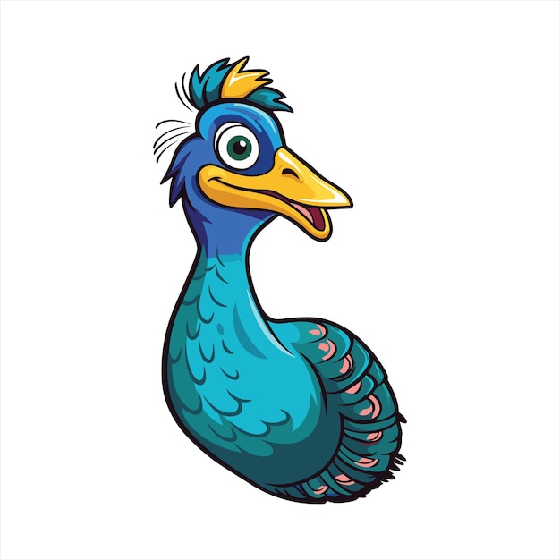 Peacock leuke grappige Cartoon Kawaii Clipart kleurrijke aquarel dier huisdier Sticker illustratie
