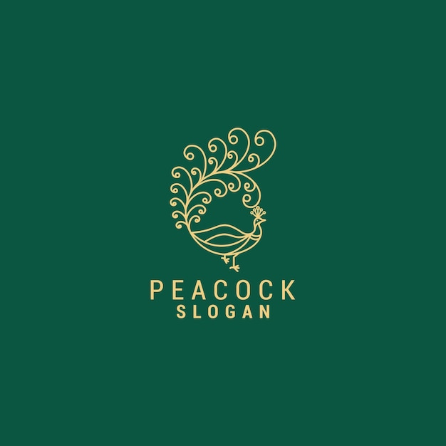 Peacock lijn kunst logo vector pictogram ontwerpsjabloon