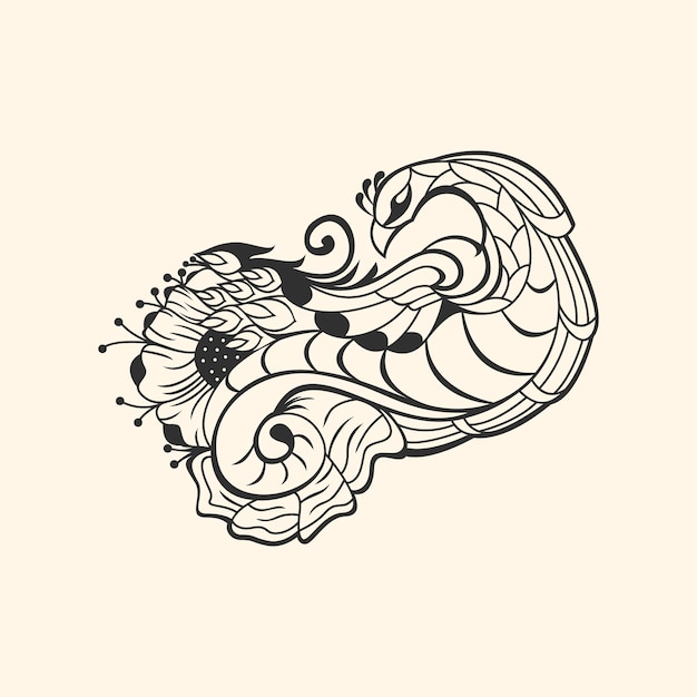 Peacock line art design vector