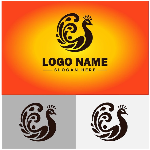 Peacock logo luxury style icon company brand business peacock logo template editable vector