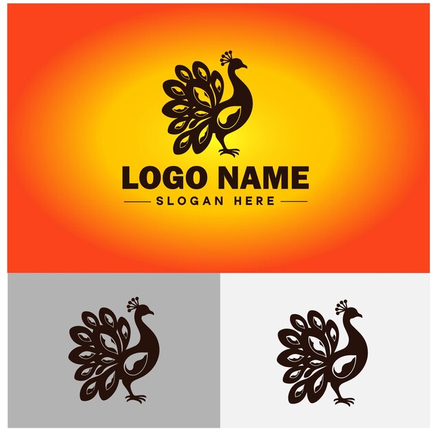 Peacock logo luxury style icon company brand business peacock logo template editable vector