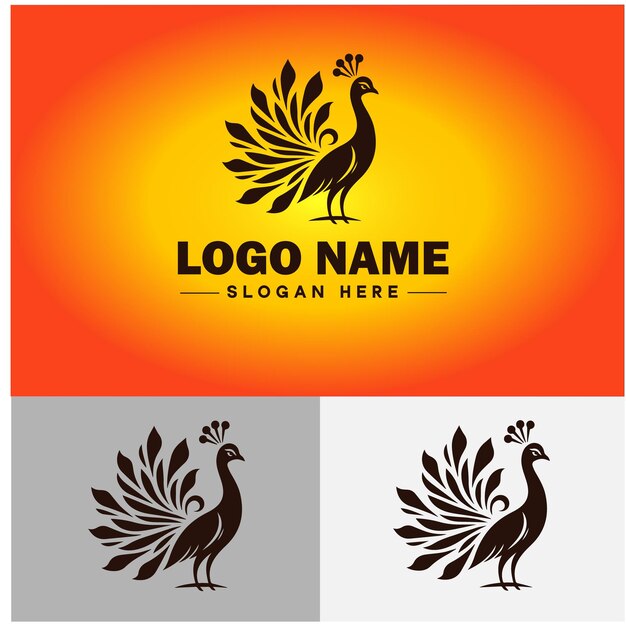 Peacock logo luxury style icon company brand business peacock logo template editable vector
