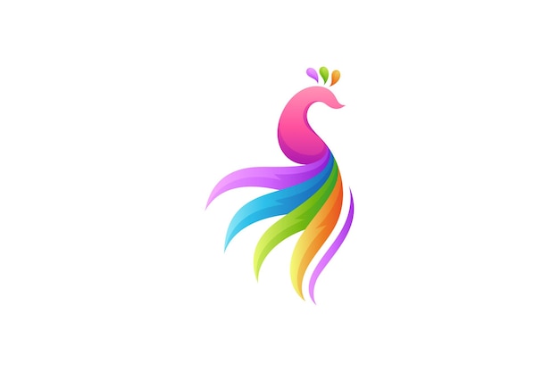 Peacock logo template with colorful gradient