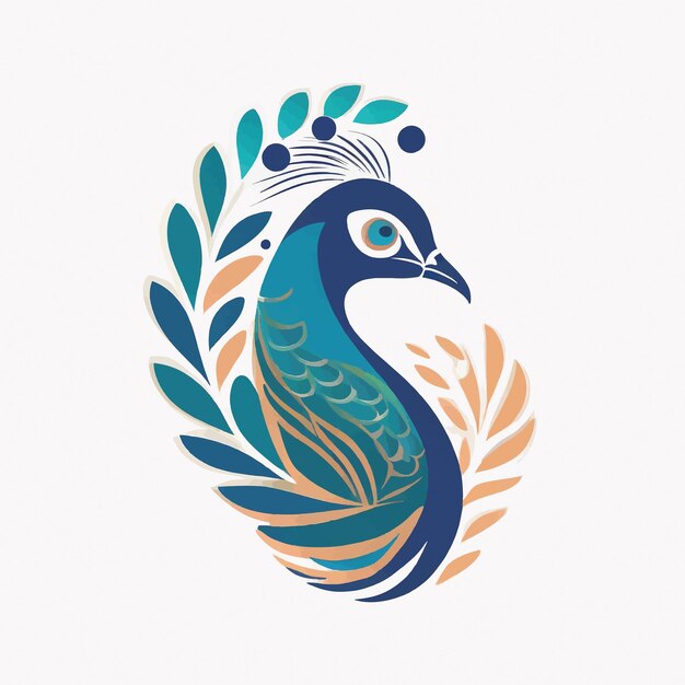 Vector peacock logo on a white background