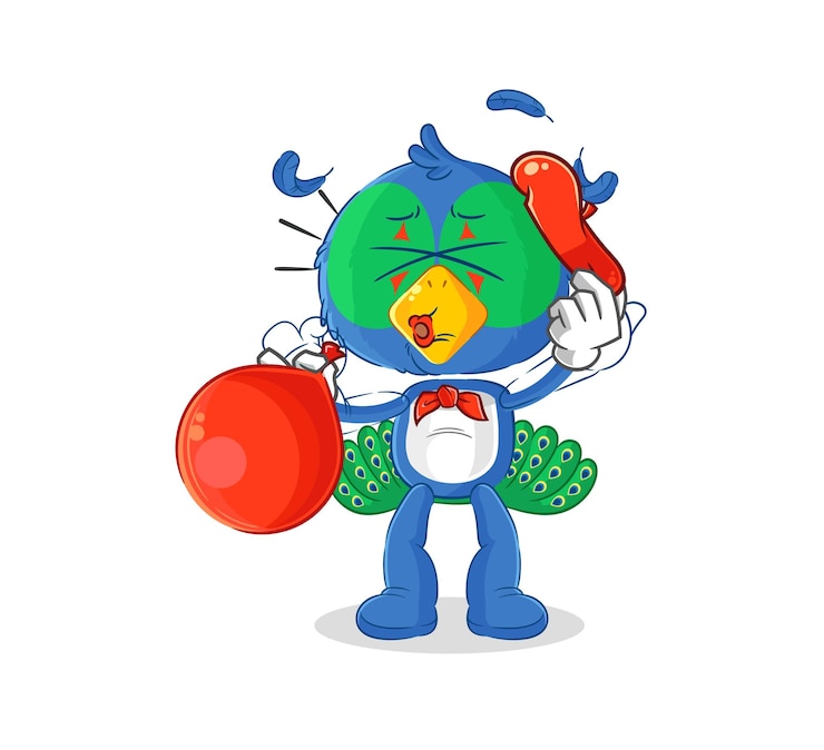 Vector peacock pantomime blowing balloon cartoon mascot vector