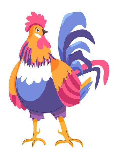 Vector peacock rooster avian animal from farm vector