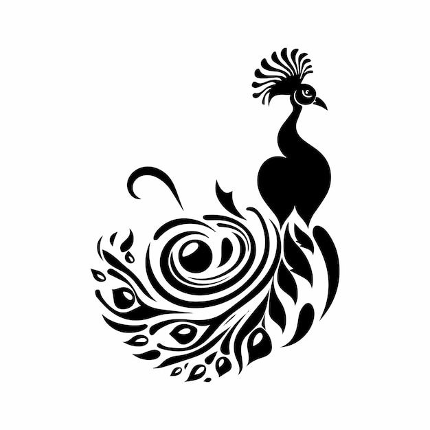 Peacock silhouette character with vector illustration