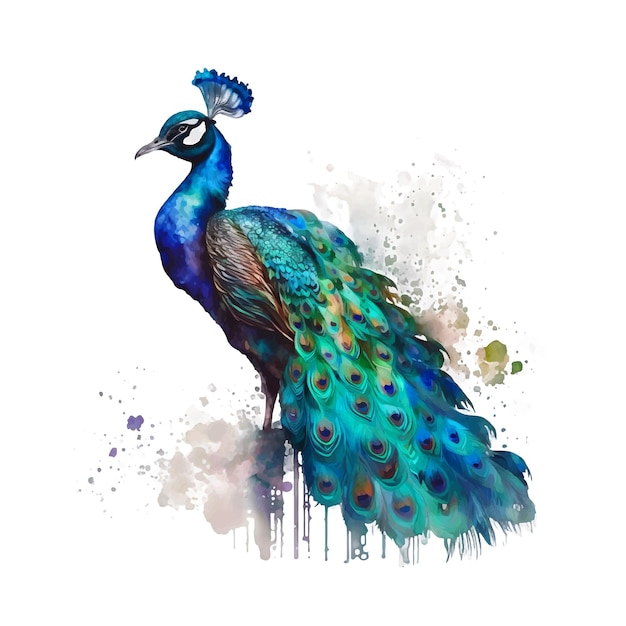 Vector peacock watercolor paint