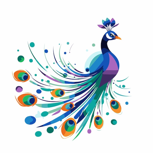 Peacock on a white background Vector illustration for your design