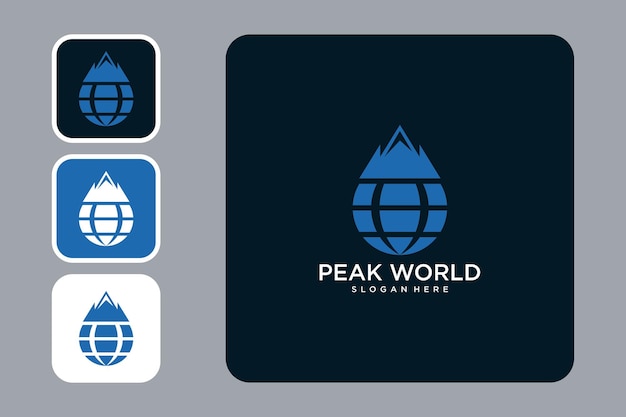 peak with world logo design template