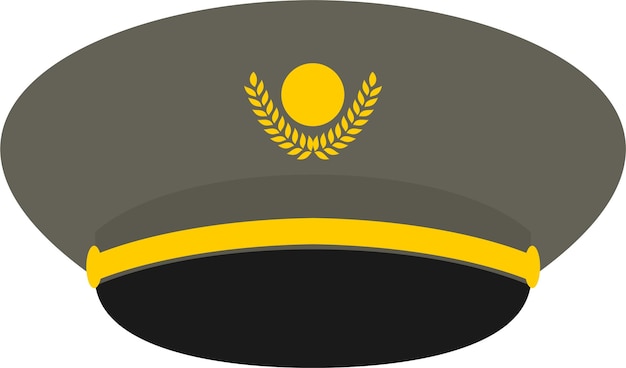 Peaked Officer Military Cap with Cockade Icon Sign Symbol Logo in Flat Style