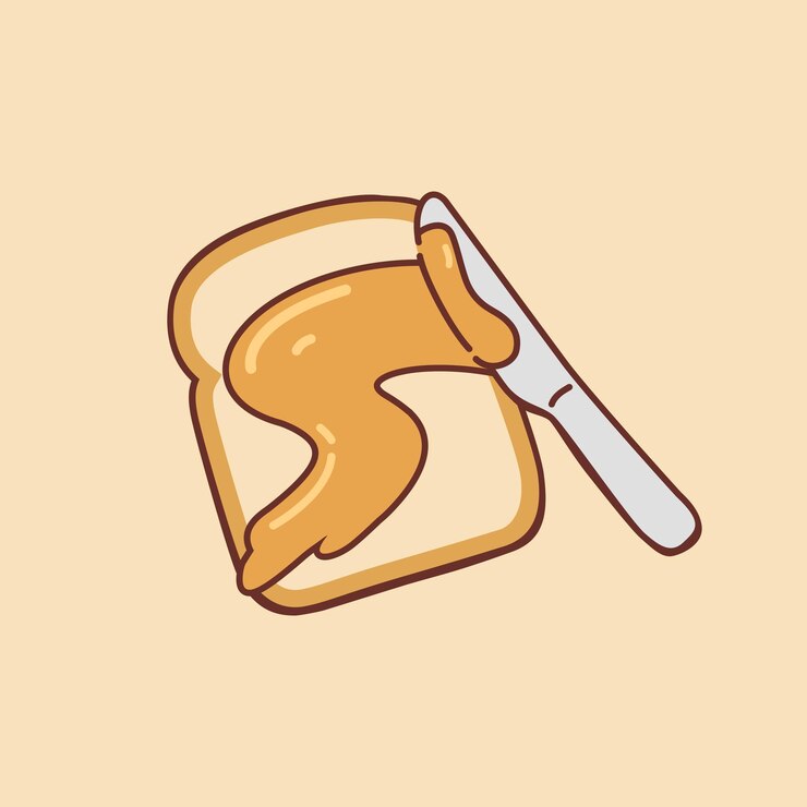 Peanut boter verspreid op een plak brood toast sandwich met mes heerlijke smakelijke snack glad romig
