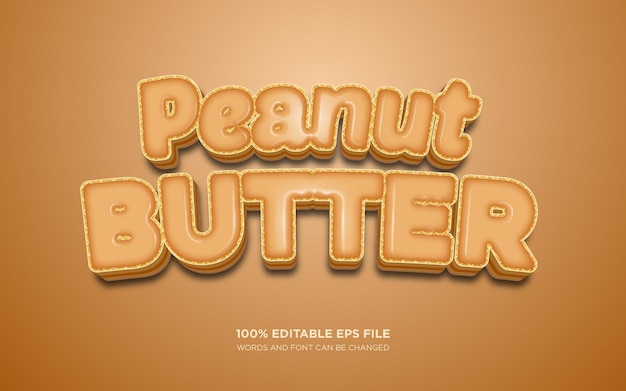 Vector peanut butter 3d editable text style effect