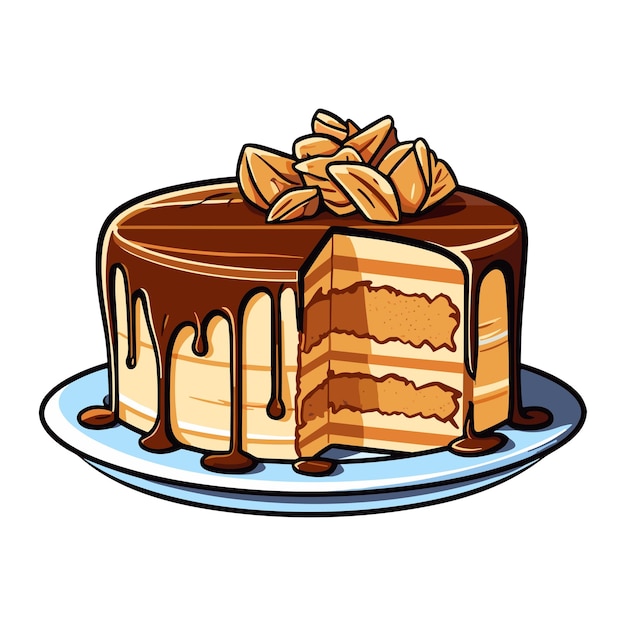 Peanut butter chocolate cake clip art illustration