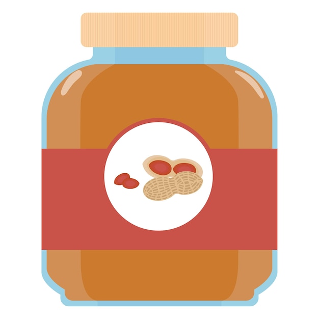 Peanut butter in a jar Flat Vector illustration