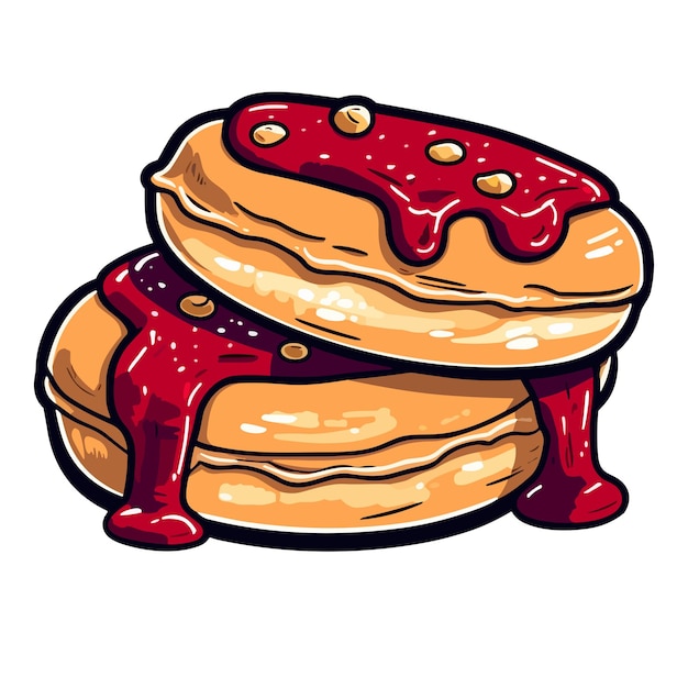 Peanut butter and jellydonut clip art illustration