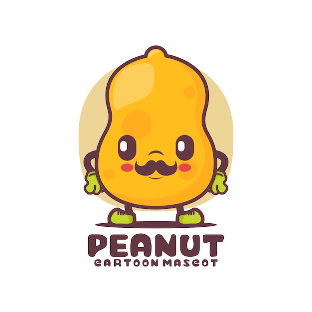 Peanut cartoon mascot plant vector illustration