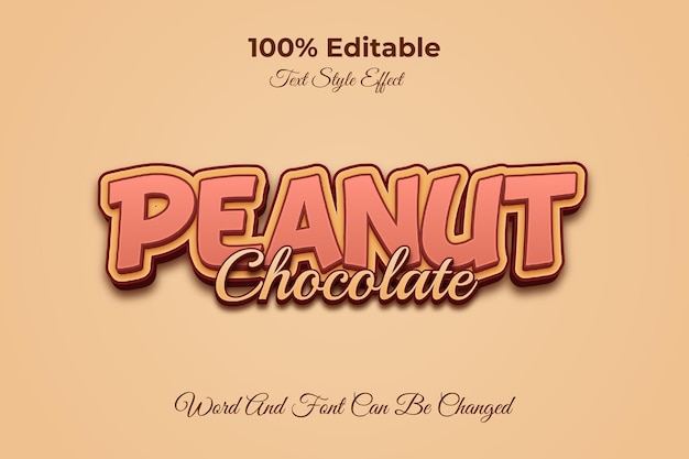 Vector peanut chocolate editable text effect template