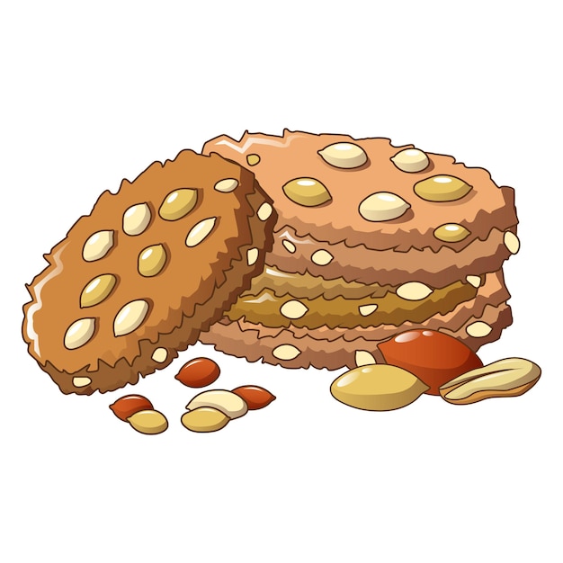 ピーナッツ クッキーのアイコン 白い背景で隔離の web デザインのピーナッツ クッキー ベクトル アイコンの漫画