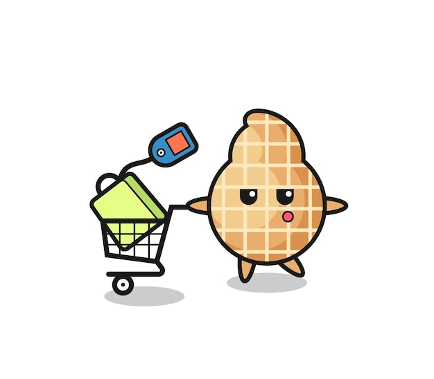 Peanut illustration cartoon with a shopping cart