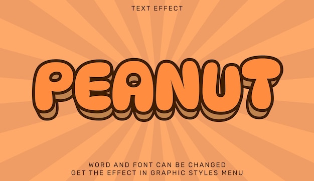 Vector peanut tekst effect sjabloon in 3d-ontwerp