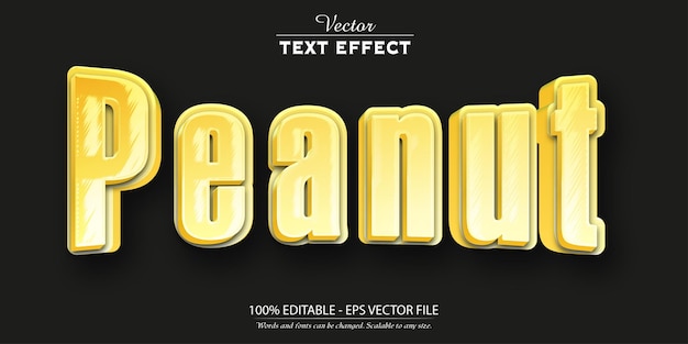 Peanut text effect editable gold color text style