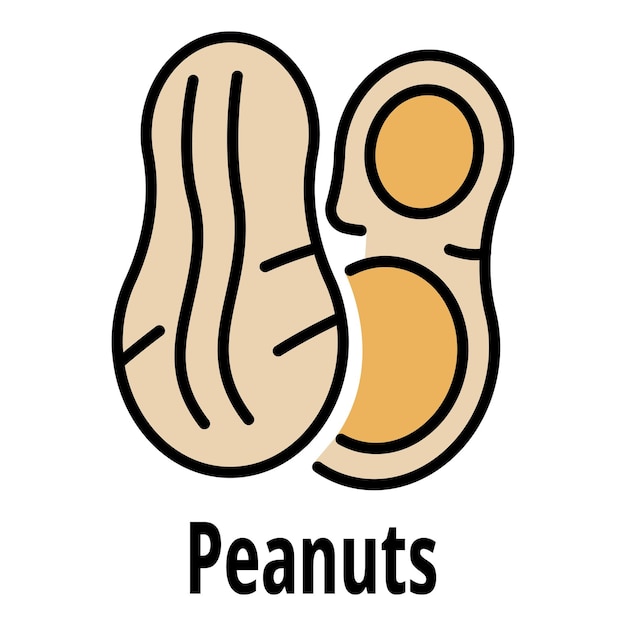 Peanuts icon outline peanuts vector icon color flat isolated on white