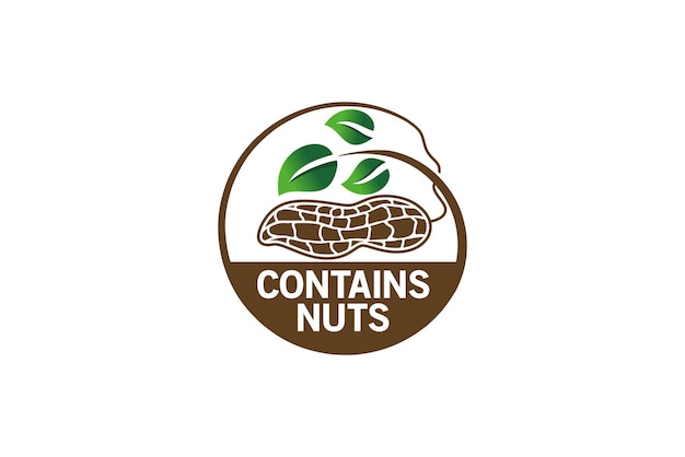 Peanuts logo design vector illustration label contains natural peanuts