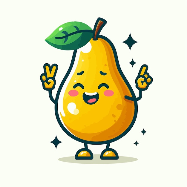 Vector pear cartoon fruit smile vector