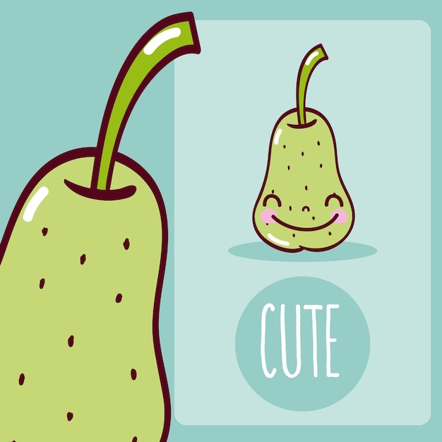 Pear cute and funny cartoon