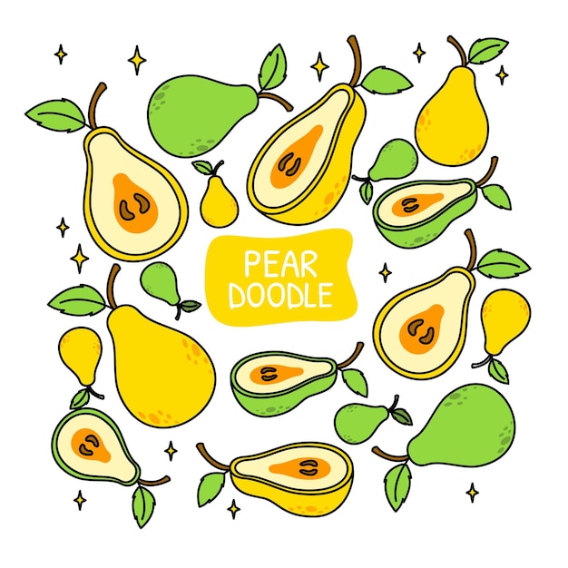 Pear doodle hand drawn design