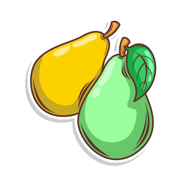 Pear fruit cartoon hand draw style